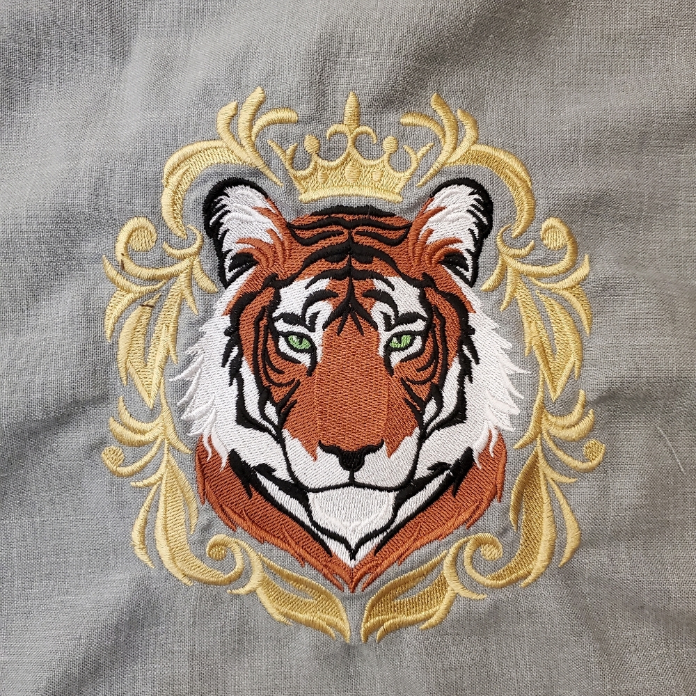 Handmade Sage Green Tiger Patch‎ Pillow Cover